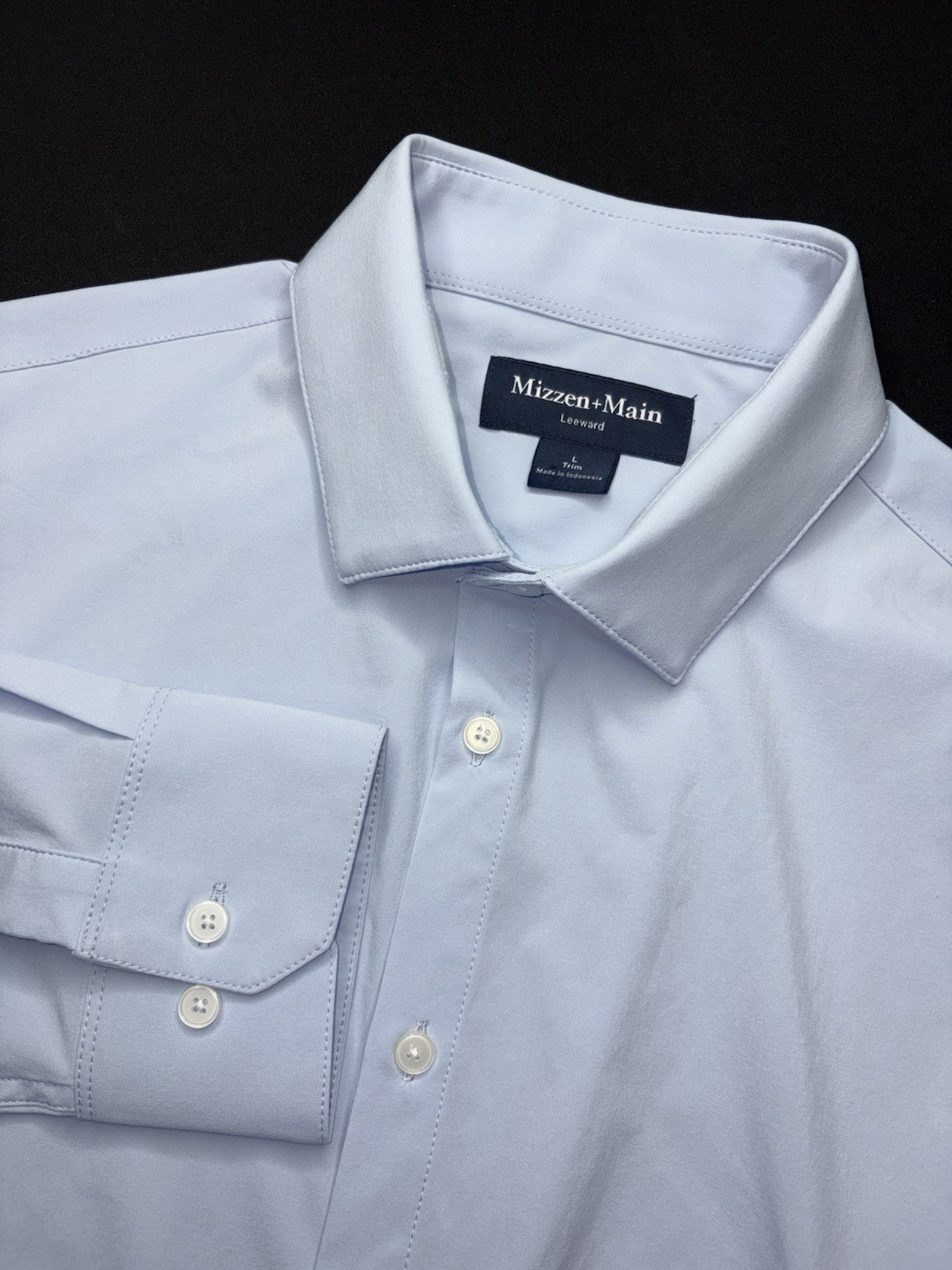 Mizzen + Main Leeward Button Up Shirt Mens Large Trim Fit Long Sleeve Perform