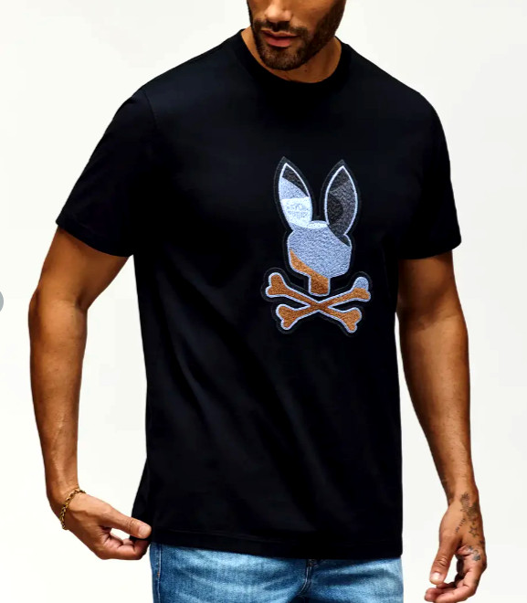 New Psycho Bunny Dante Bunny Graphic Tee Black SIZES S-2XL MSRP $75