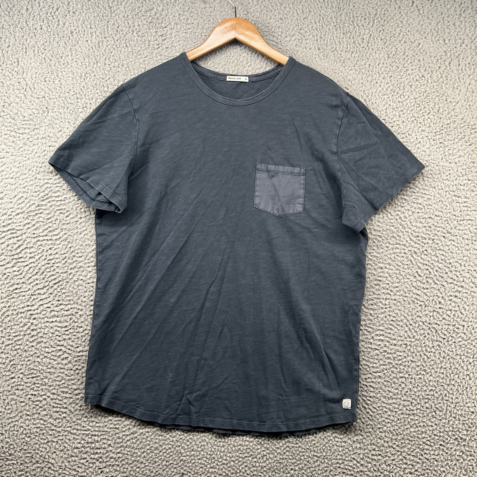 Marine Layer Terracotta Shirt Mens XL Navy Blue Pocket T Slub Relaxed Fit Soft