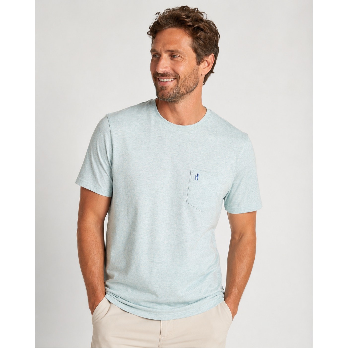 Johnnie-O Men’s Seafoam Blue Pocket T-Shirt 100% Cotton Size M