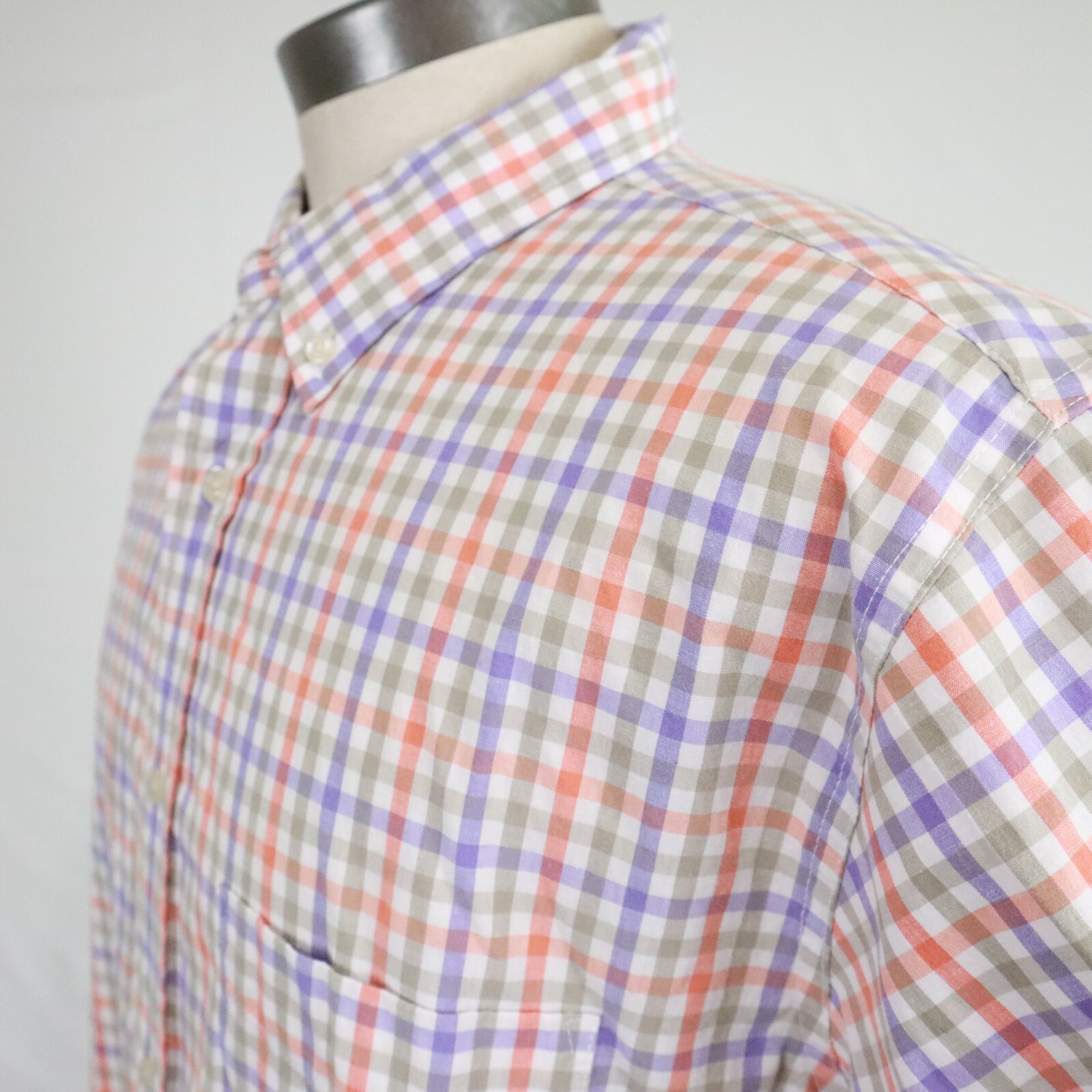 Haggar Shirt Mens Large Stretch Pocket Button Down Colorful Plaid Short Sleeve