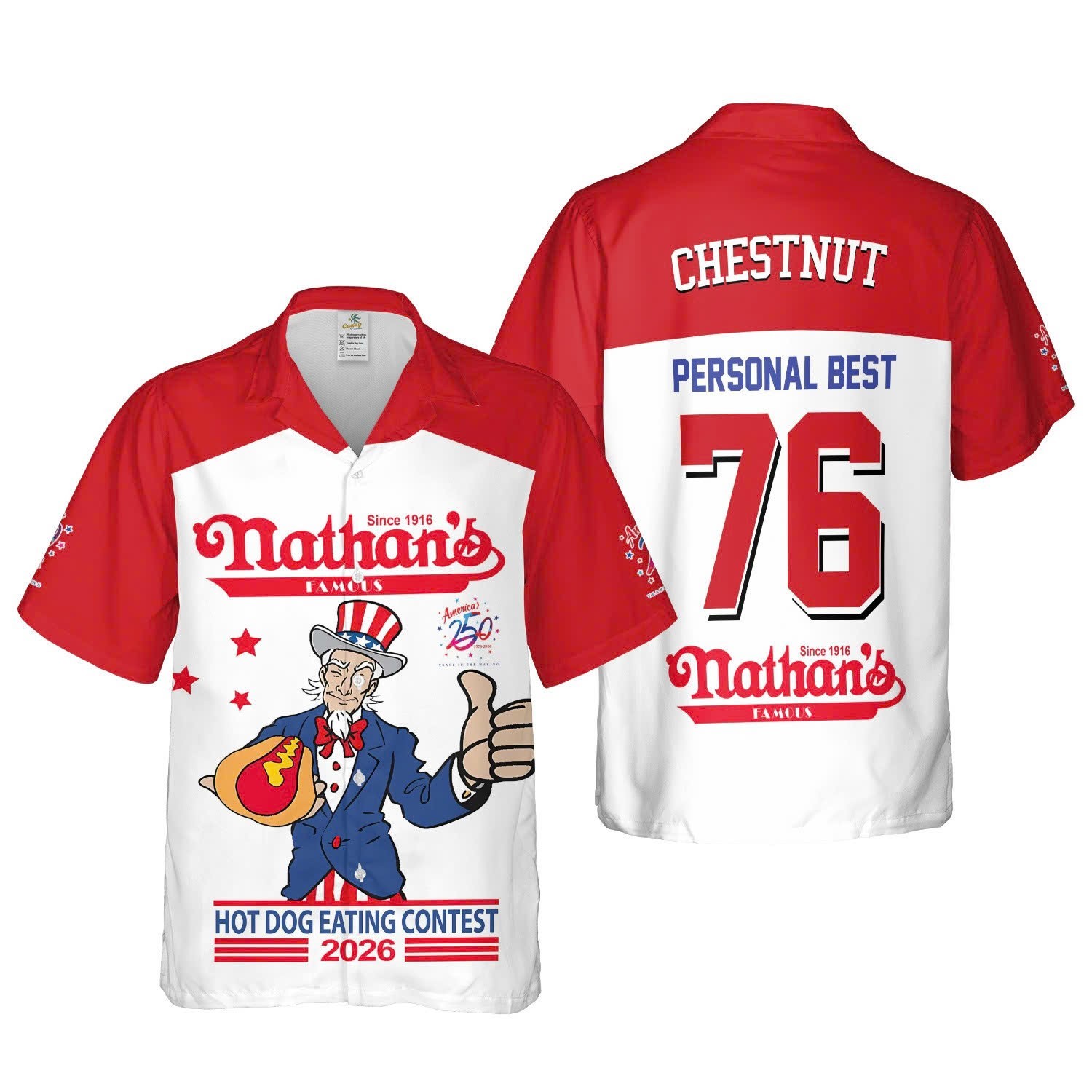 Joey Chestnut Nathan’s Hot Dog Eating Contest 2026 Hawaiian Shirt, 4th of July
