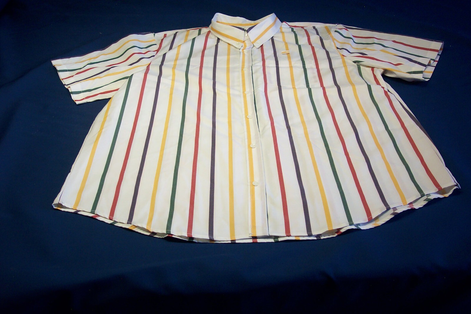 NEW, Color Stripe on White, Short Sleeve Casual Shirt, Sizes; L, 2X, 3X & 4X