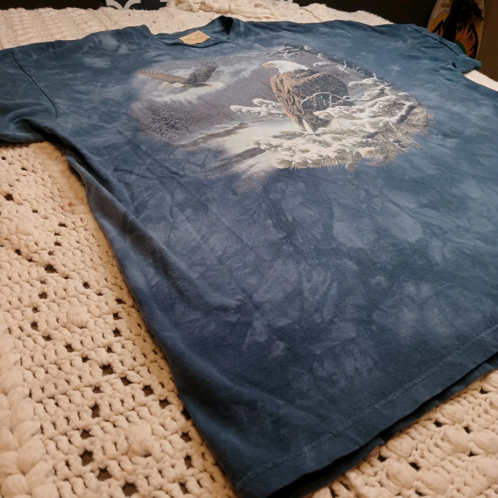 Vtg 90s The Mountain Mens 3XL Bald Eagle Winter Snow Nature Wildlife Shirt Y2K