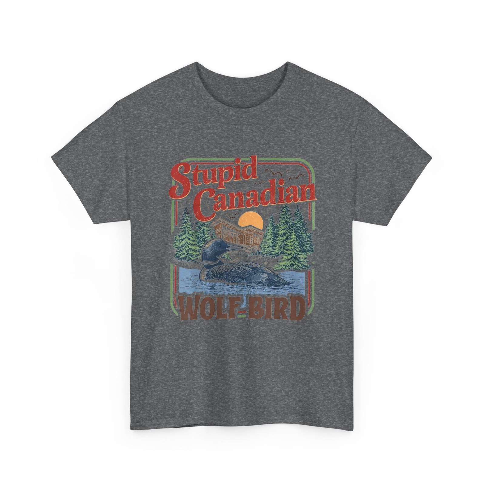 Stupid Canadian Wolf Bird Shirt, Canadian Wildlife Lovers Hockey Meme T-Shirt