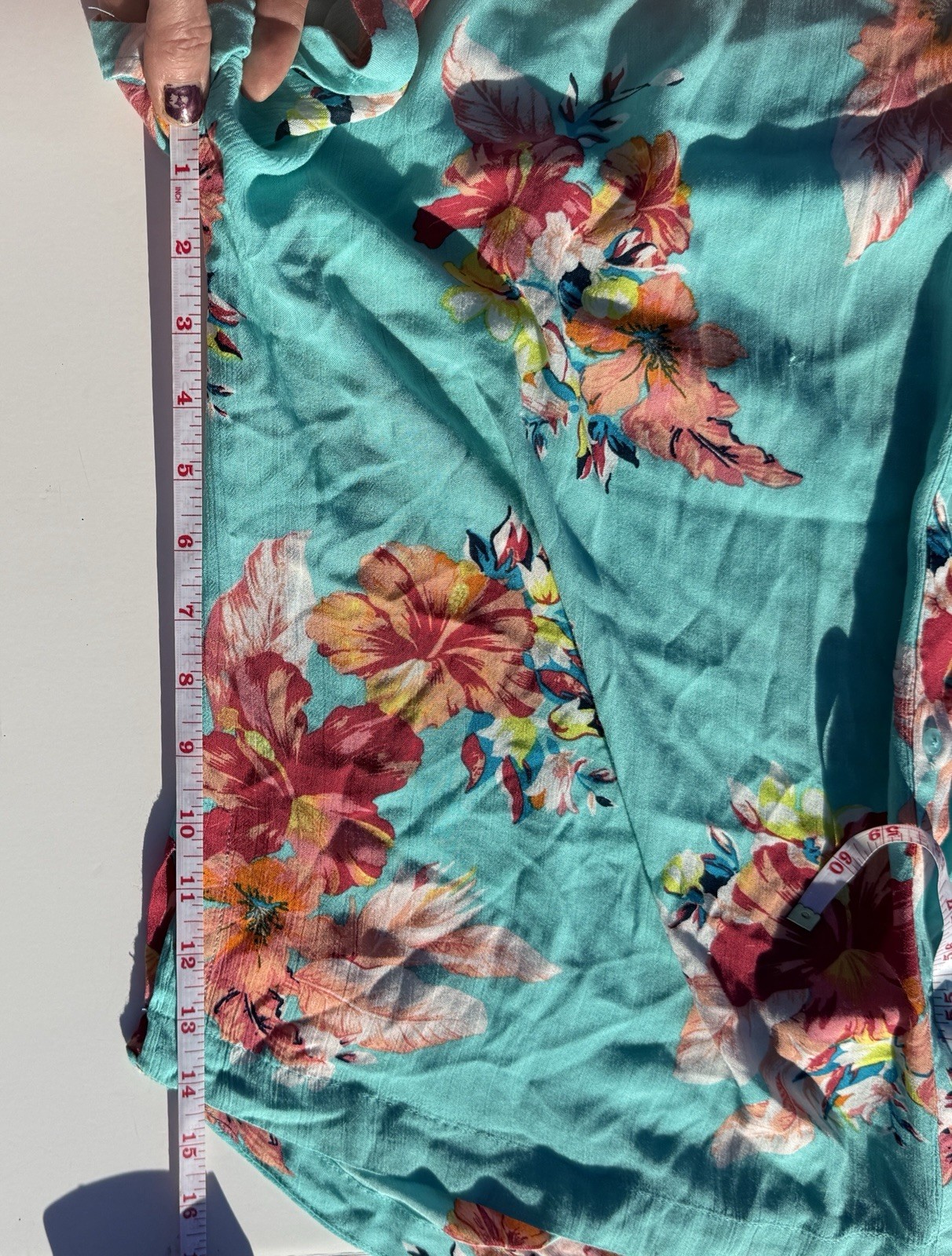 blue and red tropical tropical print button-down shirt A.N.A beach vacation swim