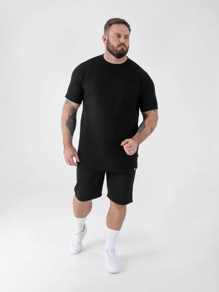 D555 Big Mens Black Jacquard T-Shirt Stretch Pocket 2XL 3XL 4XL 5XL 6XL (601920)