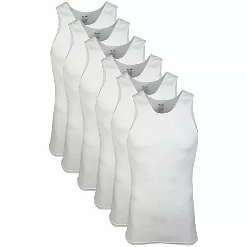 Gildan Men’s A-Shirt Tanks, Multipack, Style G1104, White Tank Tops