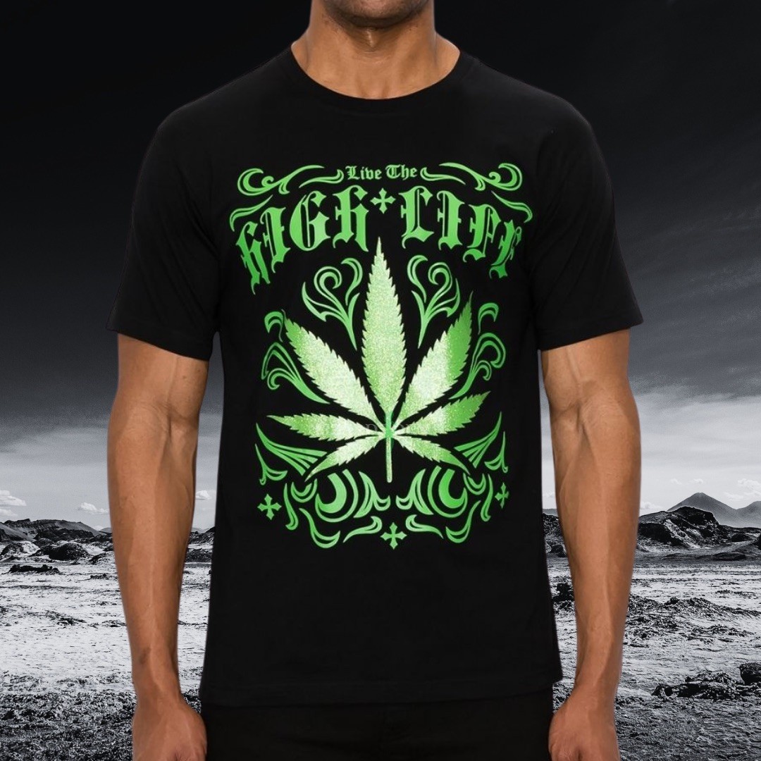 NEW Mens XL Black Tshirt with Stoner Culture Novelty Hemp Design Fashion Tee