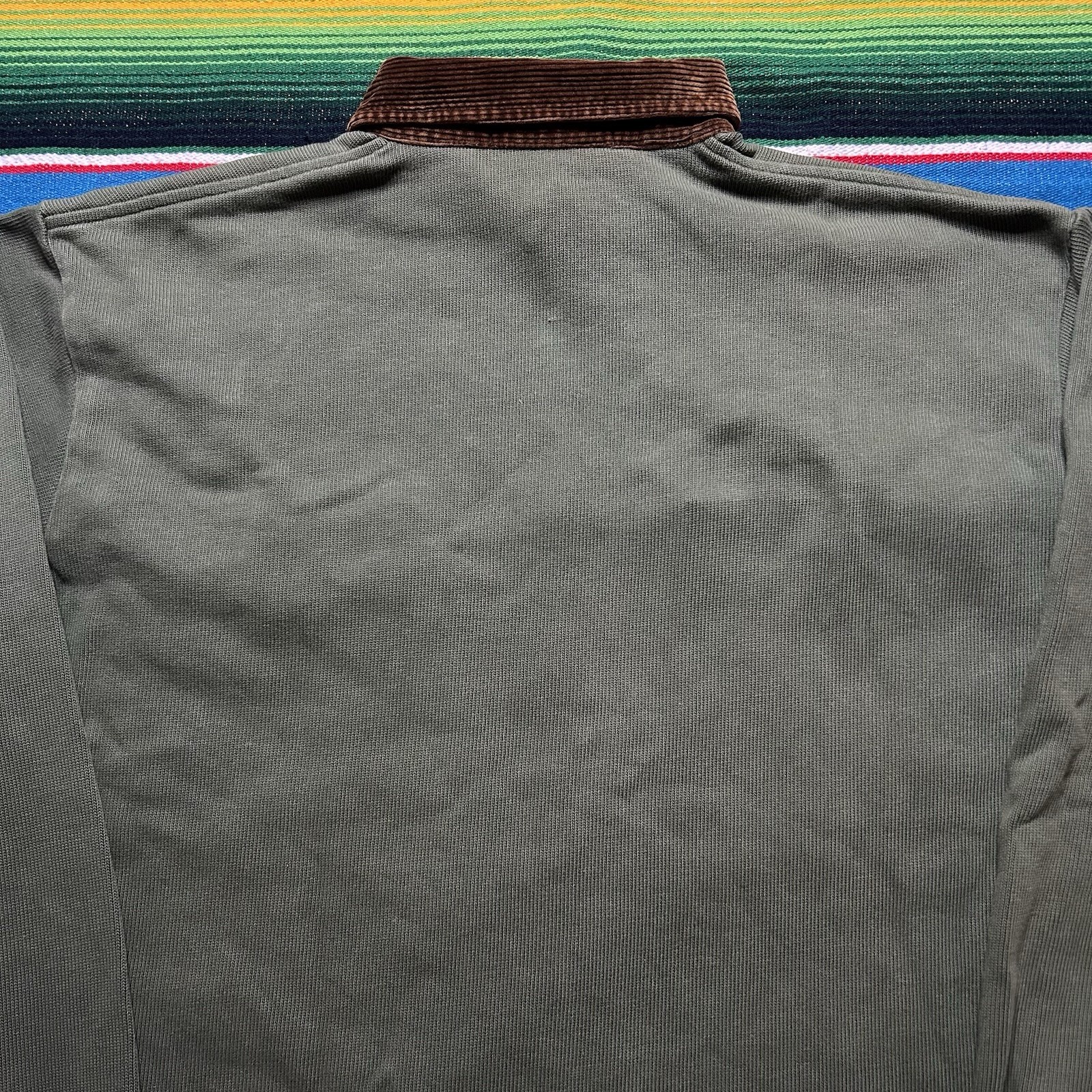 Polo Ralph Lauren 1/2 Zip Rugby Shirt Large Corduroy Collar Long Sleeve Pockets