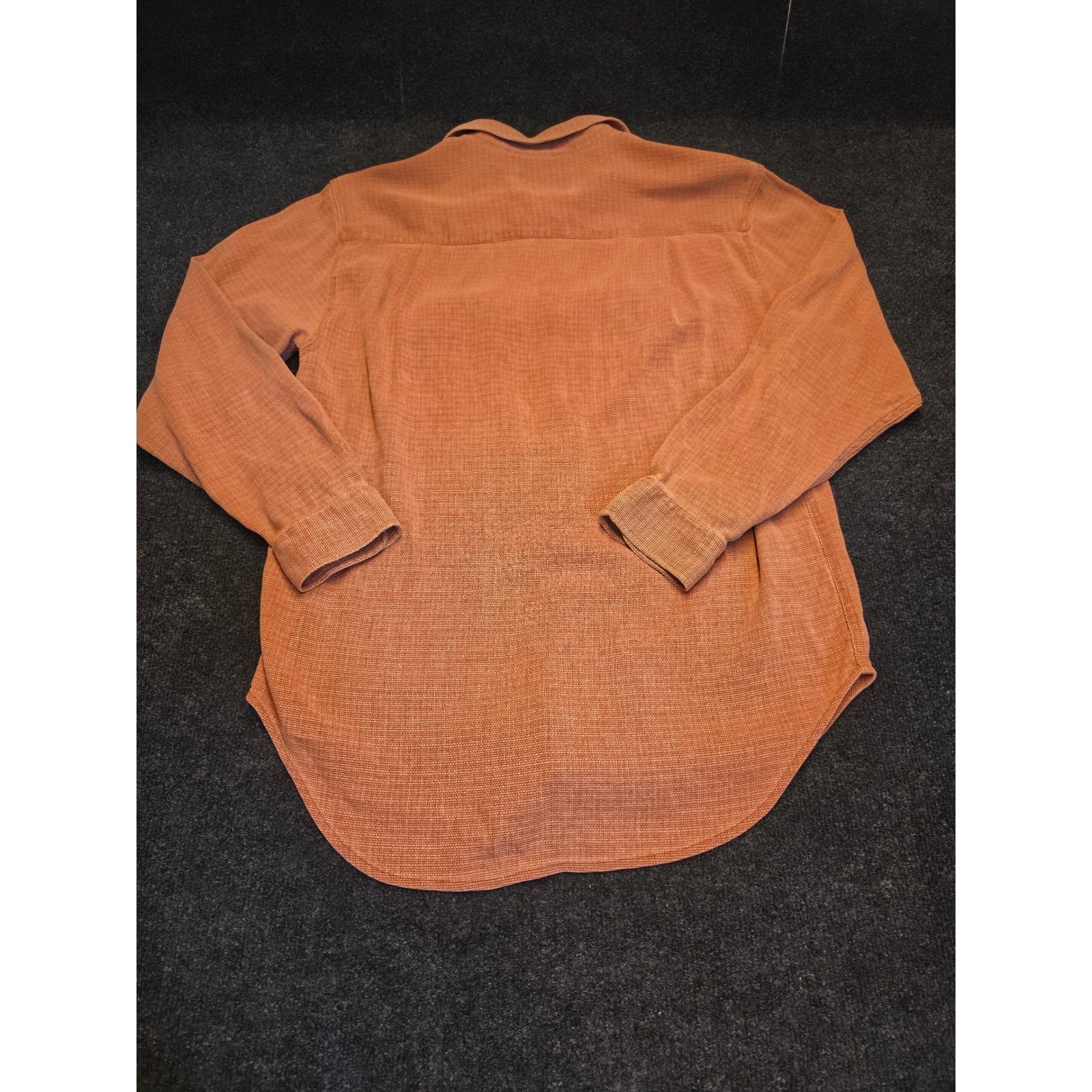 The Territory Ahead Mens Silk Basketweave Button Down Shirt Terracotta Orange M