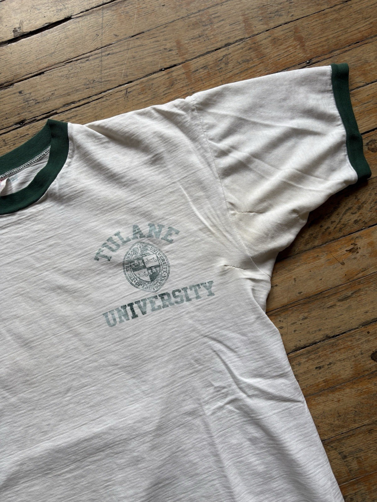 60s Champion Running Man Tulane University Ringer Tee Large