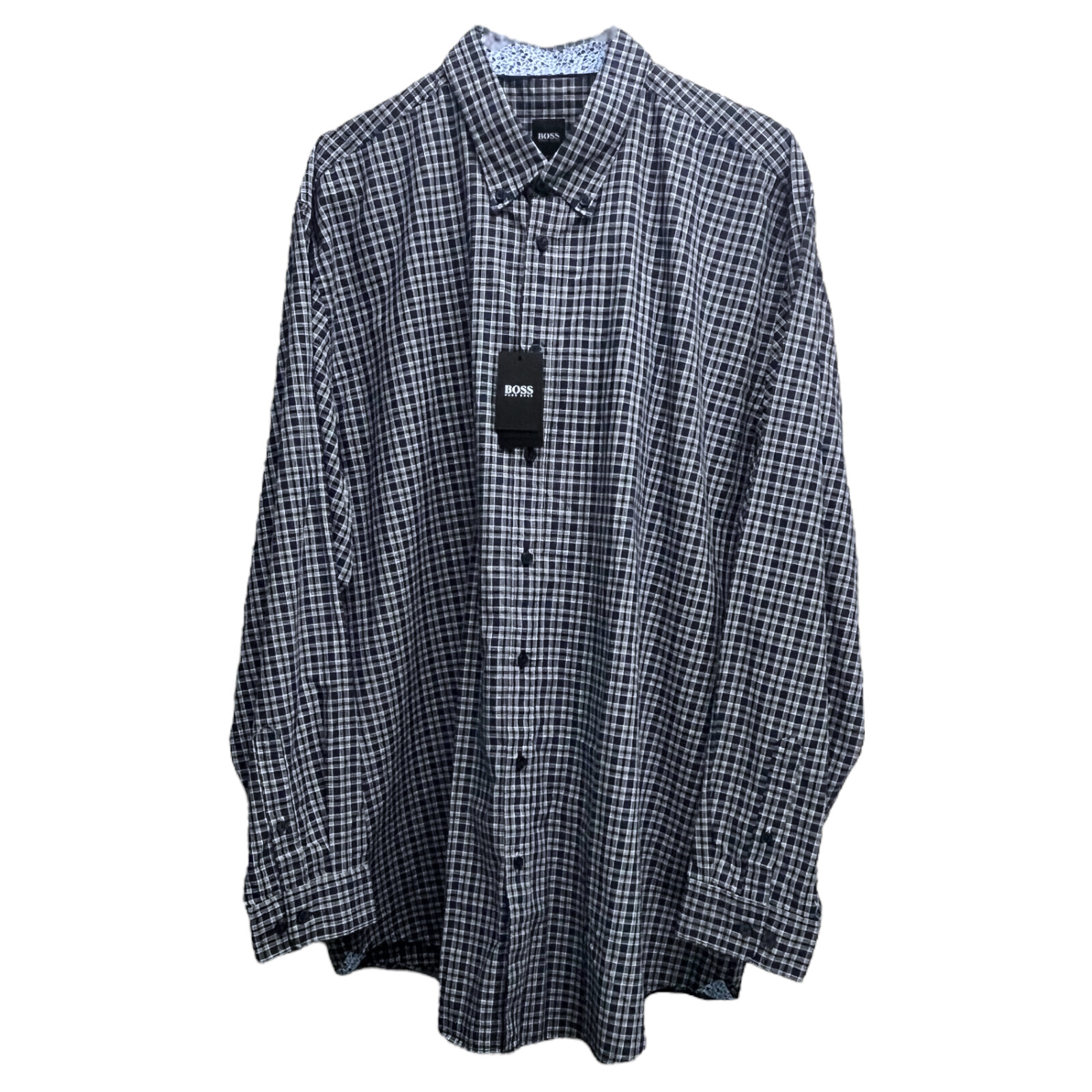 Hugo Boss Long Sleeve Shirt Navy Black Plaid Lod_53_BT 50448604 $128