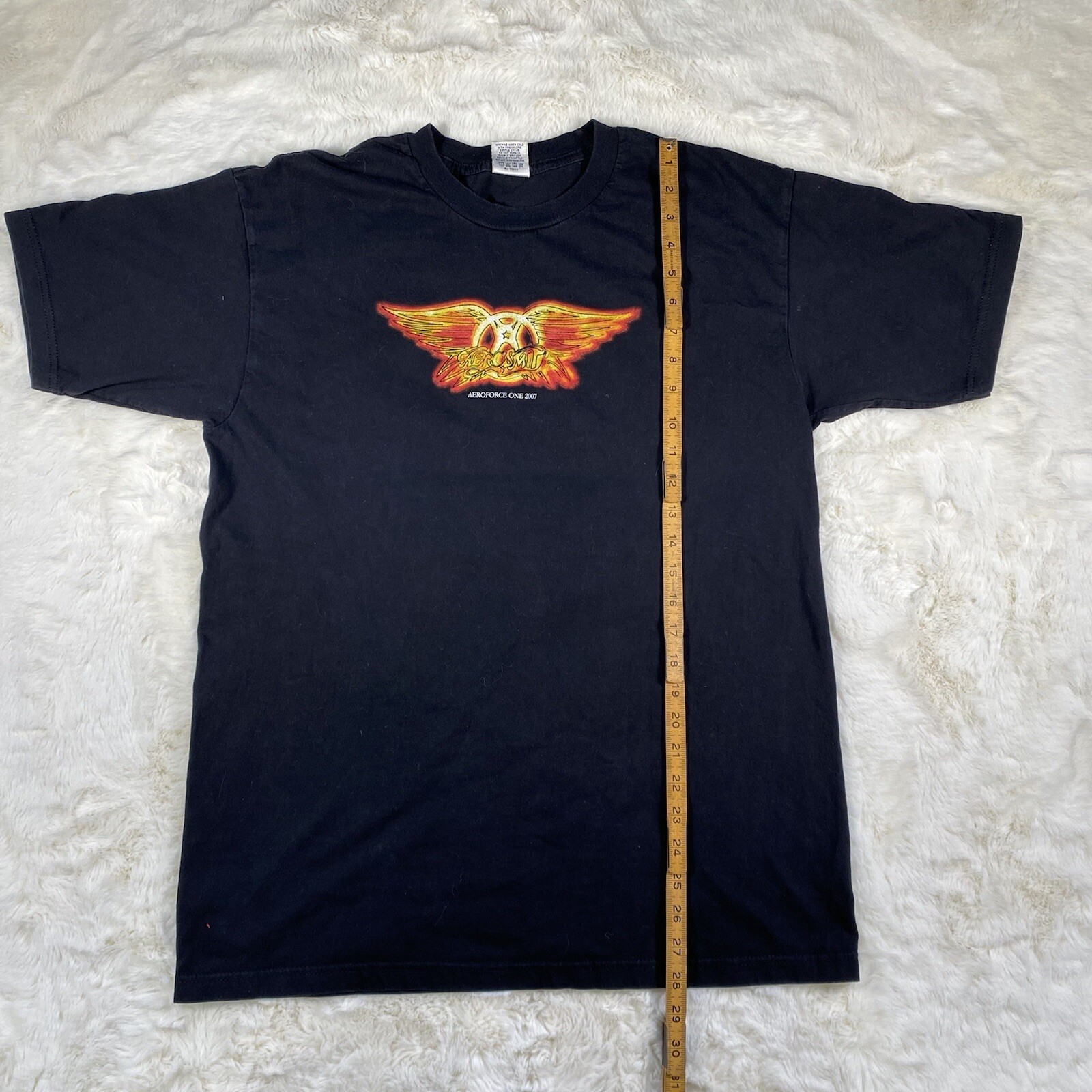 Vintage Aerosmith Aeroforce One 2007 Tee Black Rock T-Shirt Mens L-Black