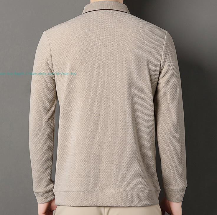 New Basic Turn-Down Collar T-Shirts Men’s Casual Long Sleeve Vintage Buttom Tops
