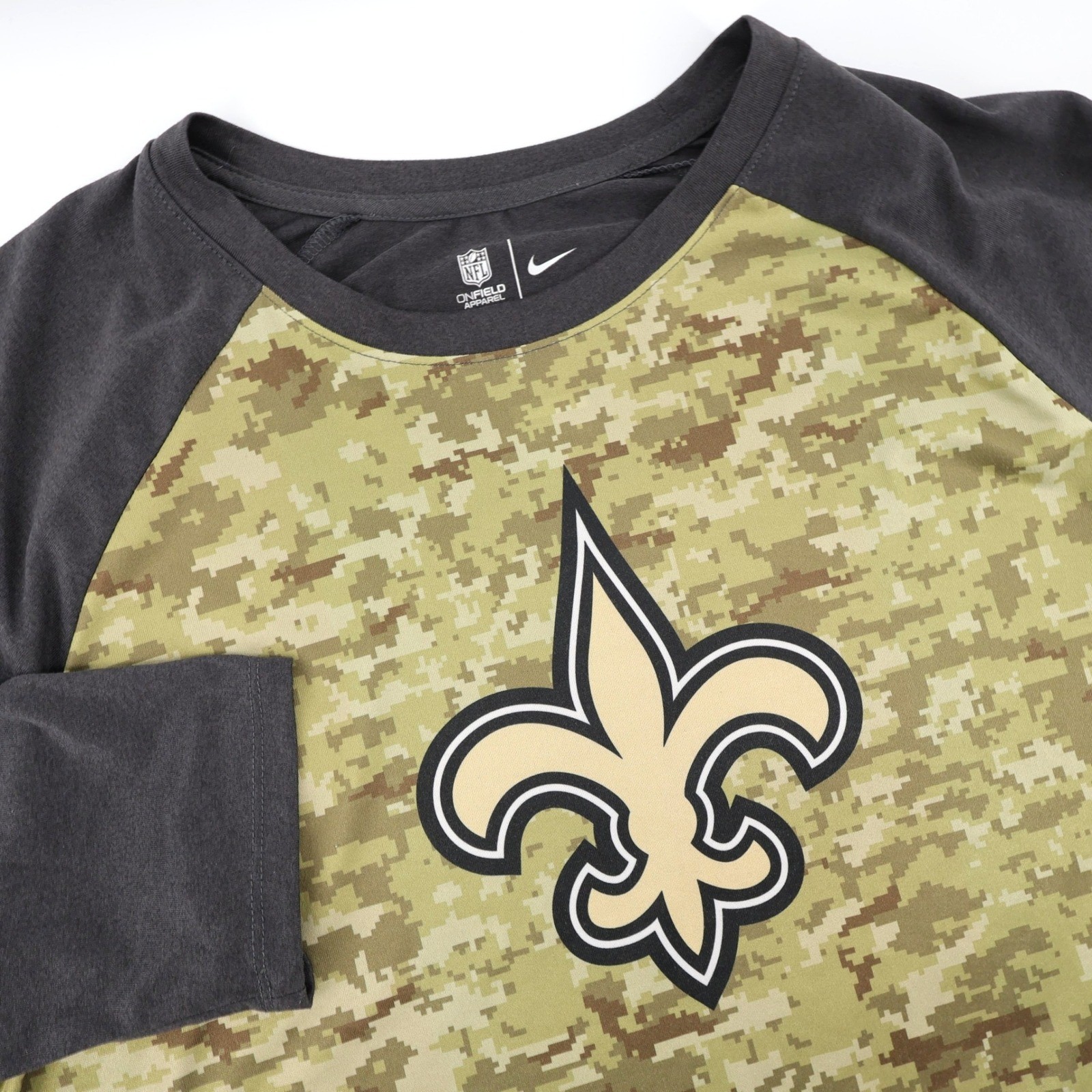 Nike New Orleans Saints Salute to Service Camo 3/4 Sleeve Shirt Mens Large