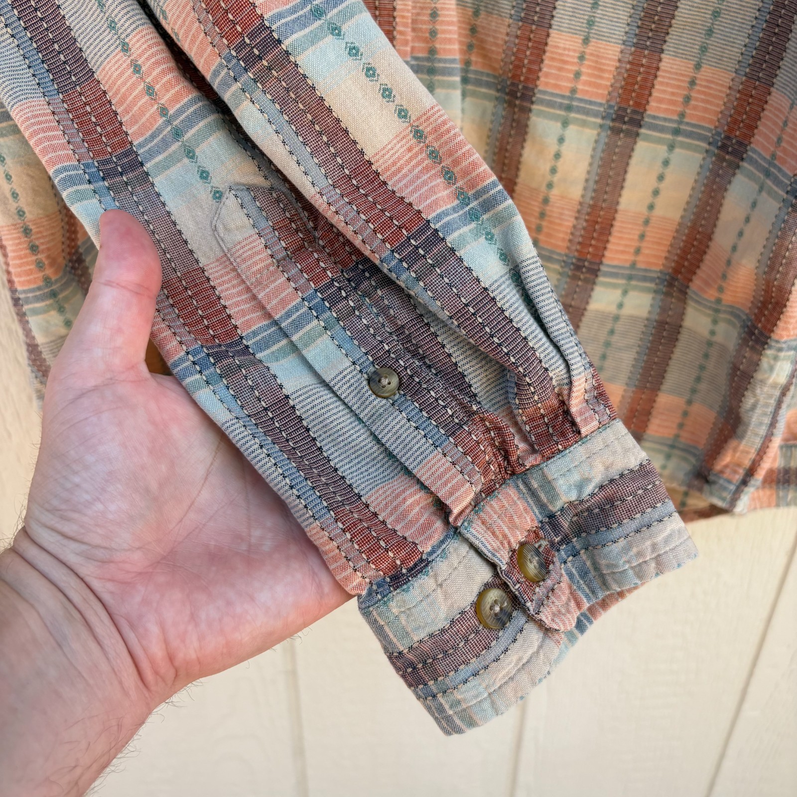 The Territory Ahead Button Down Shirt Men’s XL Multi Color Plaid Textured Boho