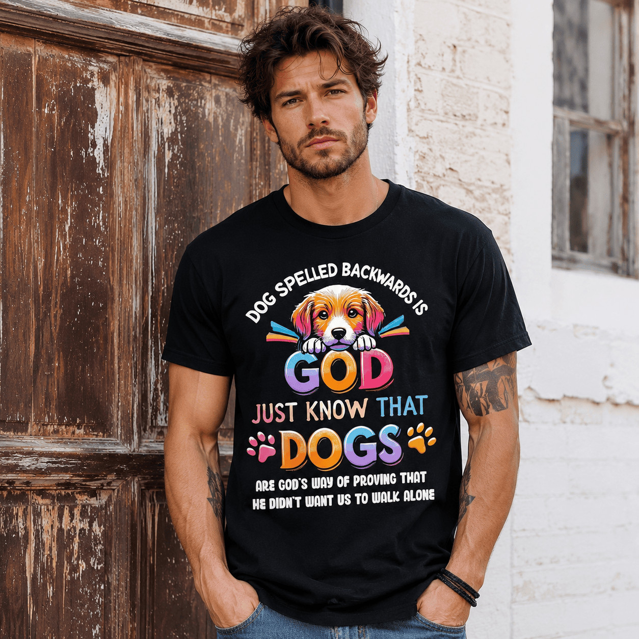 Dog Spelled Backwards Is God Funny Dog Lover T-Shirt Cute Puppy Tee