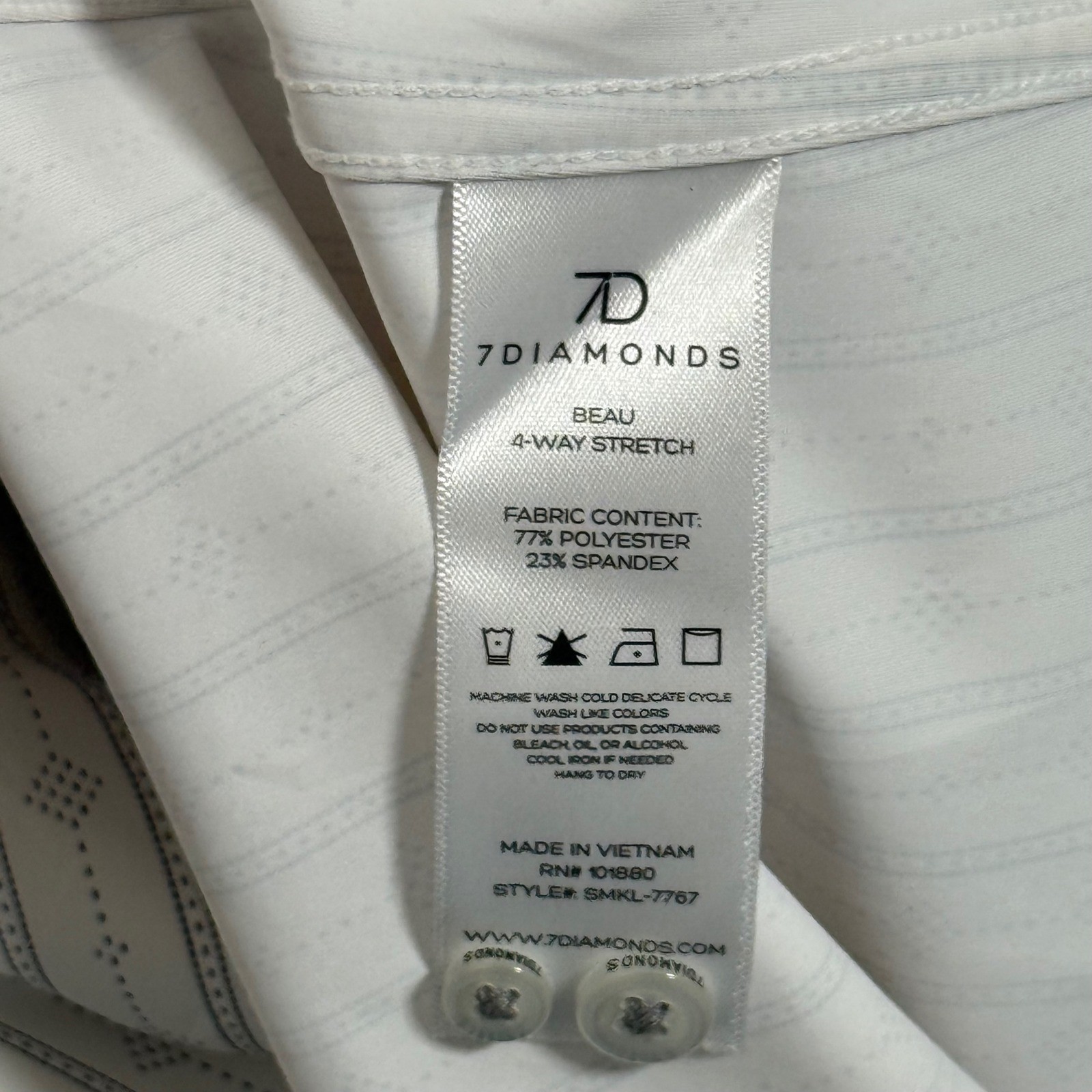 7 Diamonds Beau 4-Way Stretch Shirt Mens Medium White Grey Geometric Office