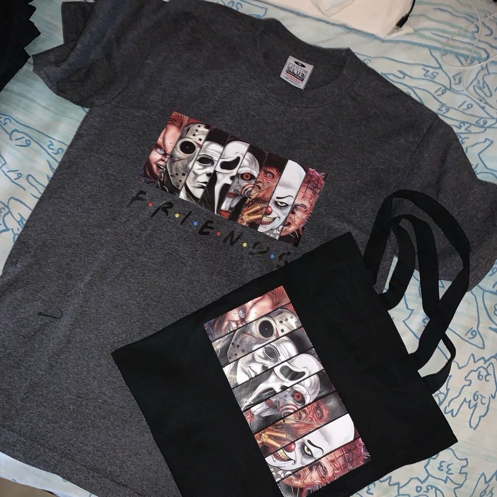 Pro Club Gray Horror Friends Chucky Jason Ghostface Graphic Tee Men’s M