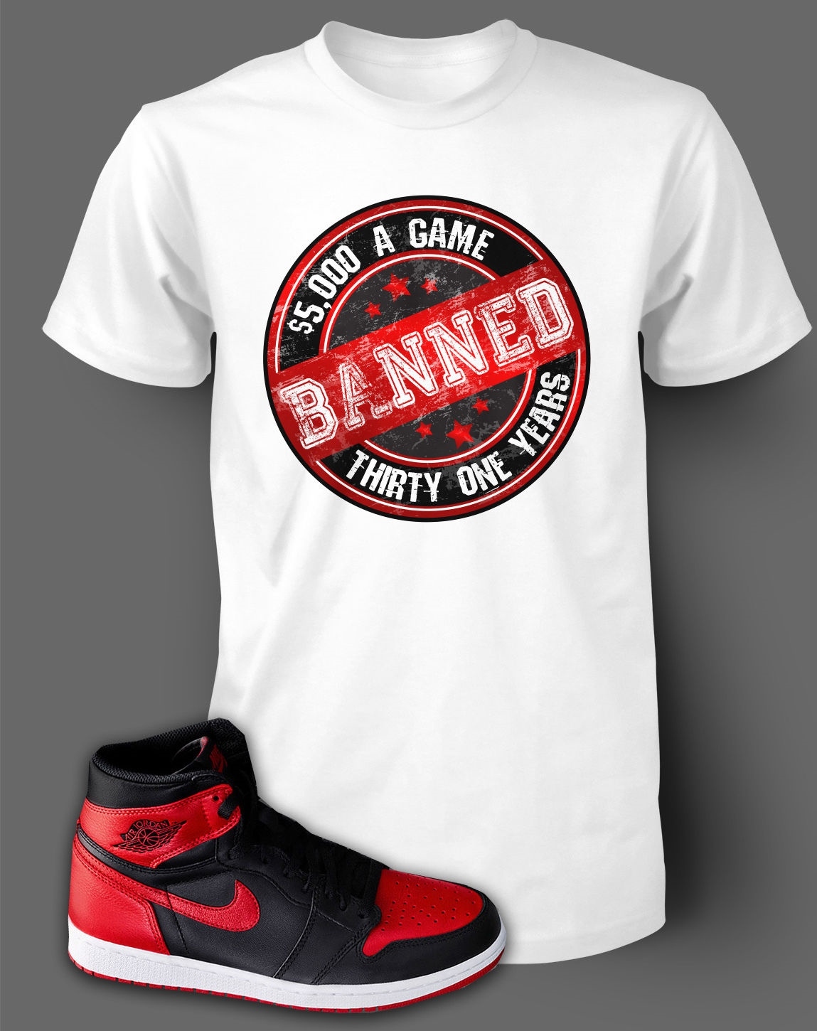 Graphic Sneaker Sport Tee Shirt to Match J 1 Banned Big Tall Sm Pro Club Shaka