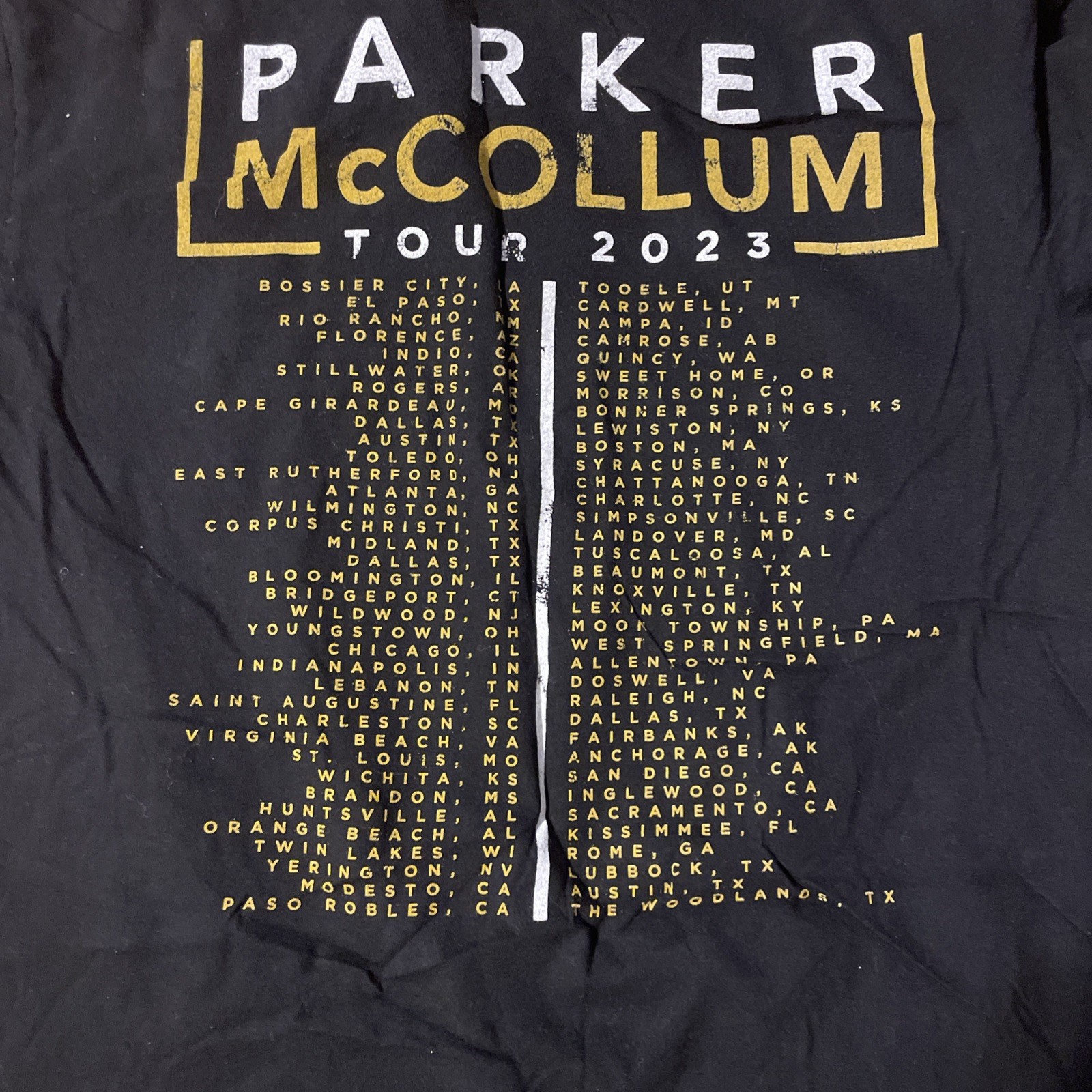 District Parker McCollum Concert Tour 2023 Merch Black Men’s T-Shirt Size M