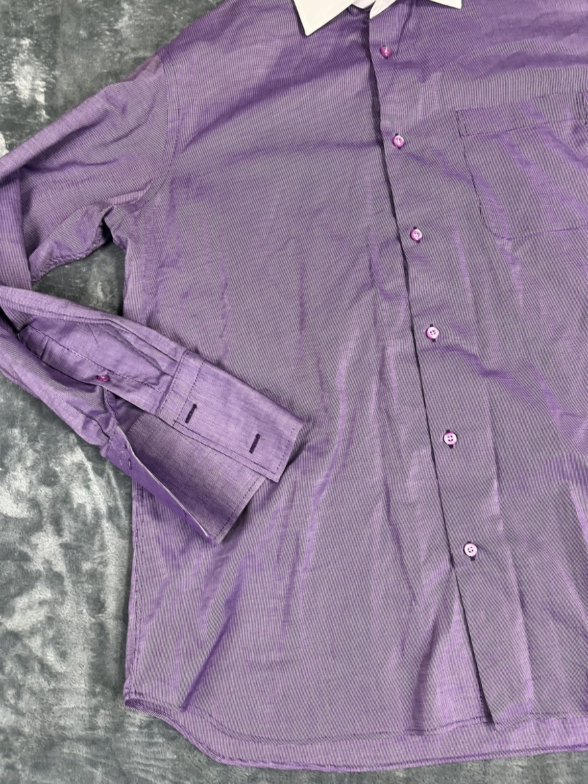 Modena Mens Purple White Contrast Collar Dress Shirt XL 17.5 34/35