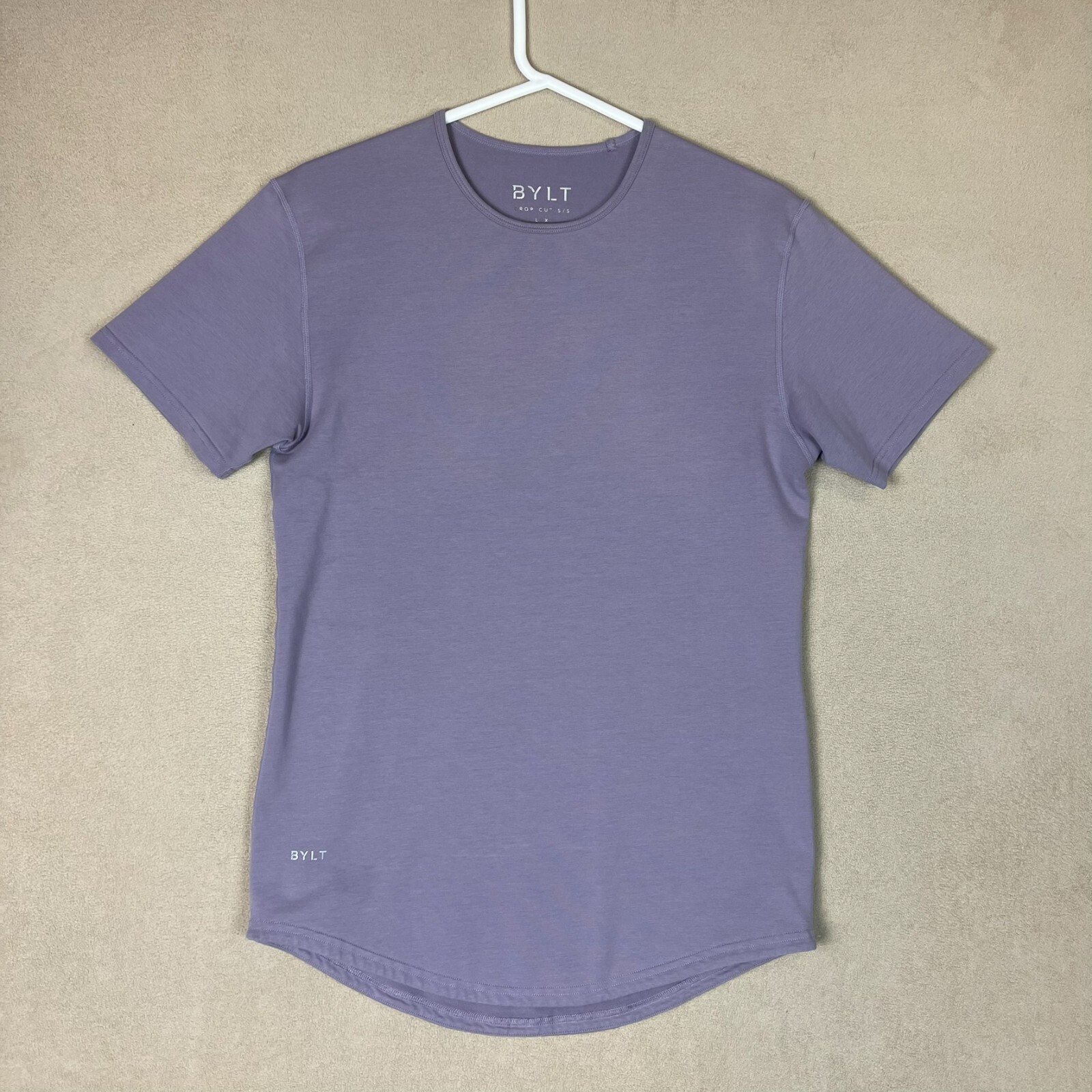 BYLT Shirt Adult Small Purple Short Sleeve Tee Crew Neck Drop Cut Preppy Mens