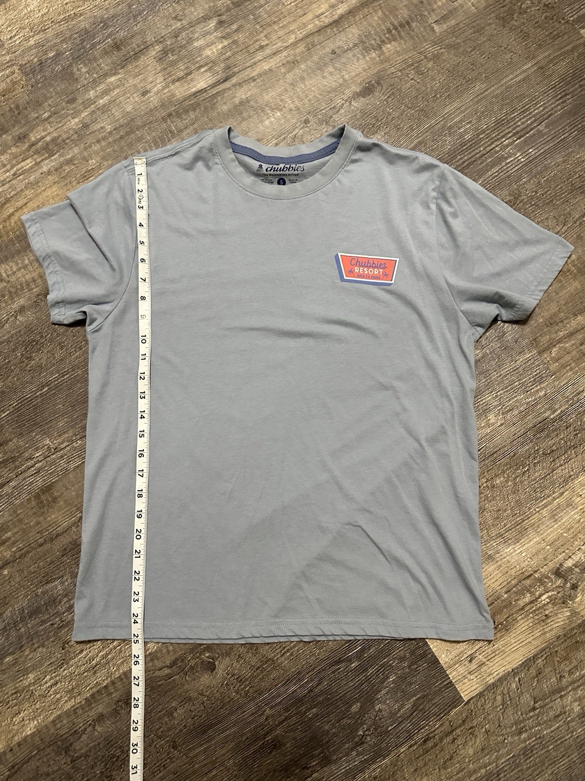 Chubbies Men’s S Gray Resort Double-Sided Graphic Crew Neck T-Shirt Cotton Blend