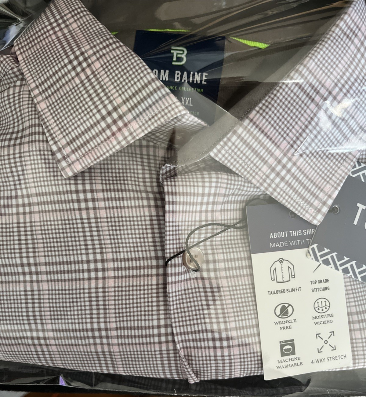 The Men’s Store At Private Label Mens Slim fit Button-Up Shirt XXL Beige Plaid