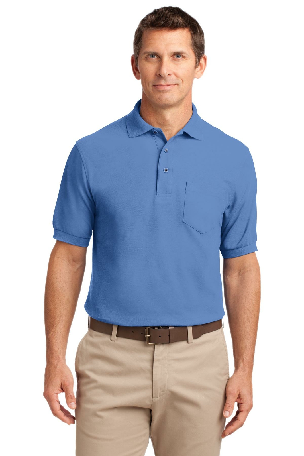 Port Authority K500P Mens Short Sleeve Silk Touch Polo Shirt with Pocket