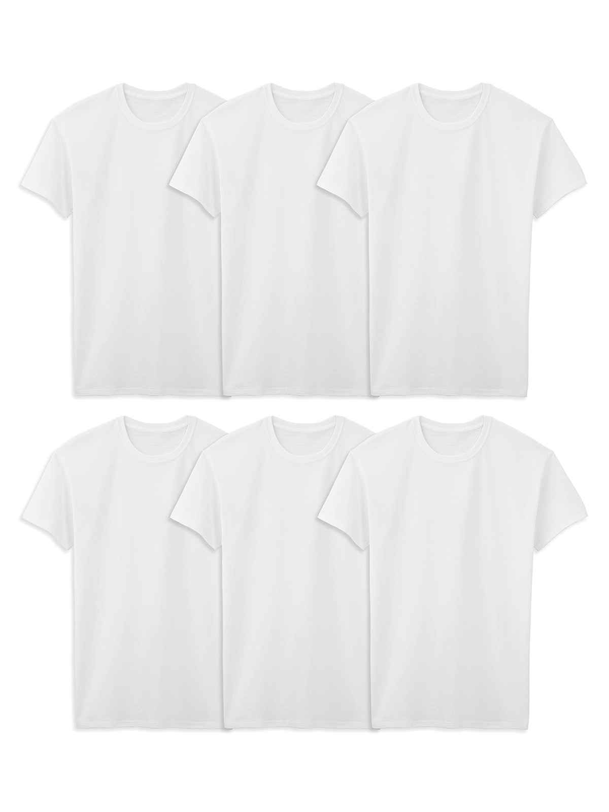 6 Pack Mens Regular Fit 100% Cotton Stay Tucked Crew T-Shirt X-Large Tall White