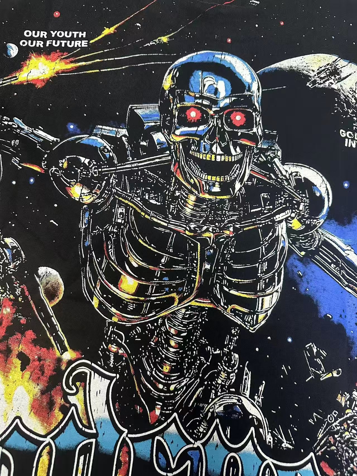 2025 NEW Godspeed Skeleton Space Warrior printing Tee Mens Cotton T-shirt