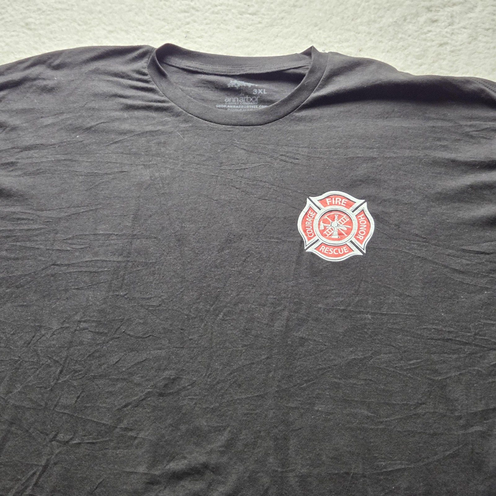 Ann Arbor Shirt Mens 3XL Black Fire Rescue Flag Graphic Tagless Back Tee