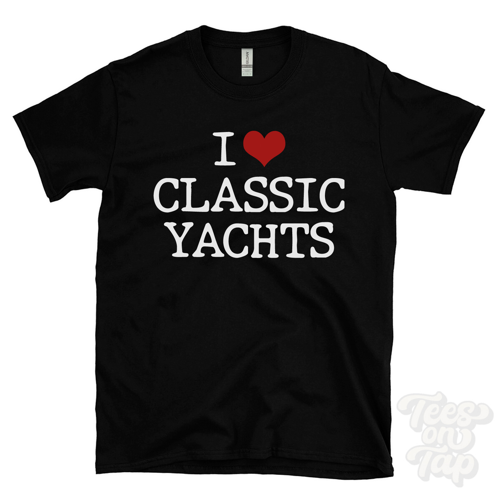 I LOVE CLASSIC YACHTS T-SHIRT heart sailor collector vintage luxury sailing