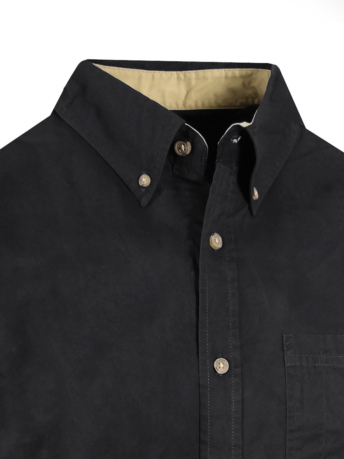 Twill Cotton Shirt Mens Button Down Collar Casual Dress Workwear Pen Slot Pocket
