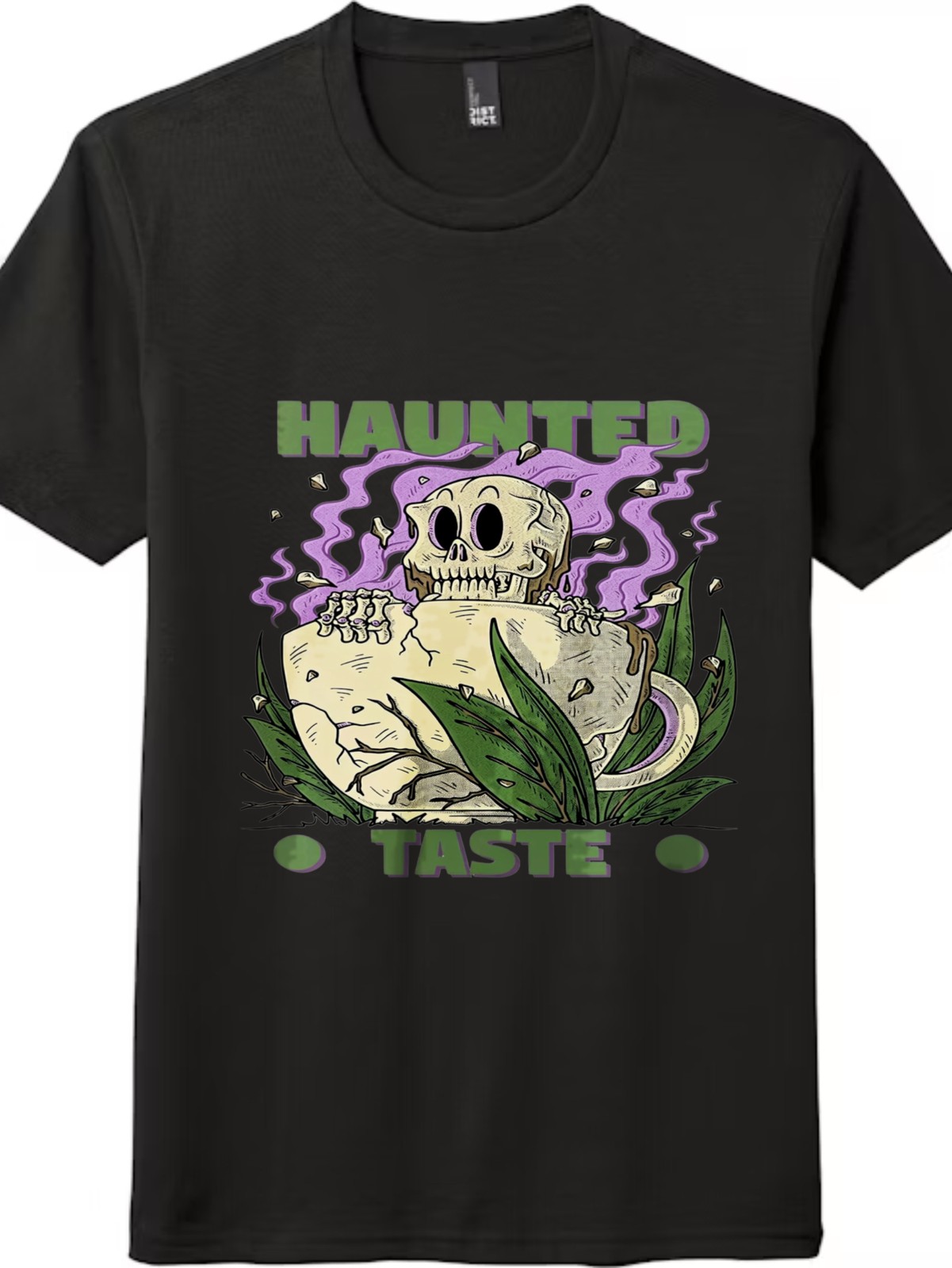 Retro Gothic Haunted Skull Tea Cup Art Unisex Outdoor Leisure Cotton Tee