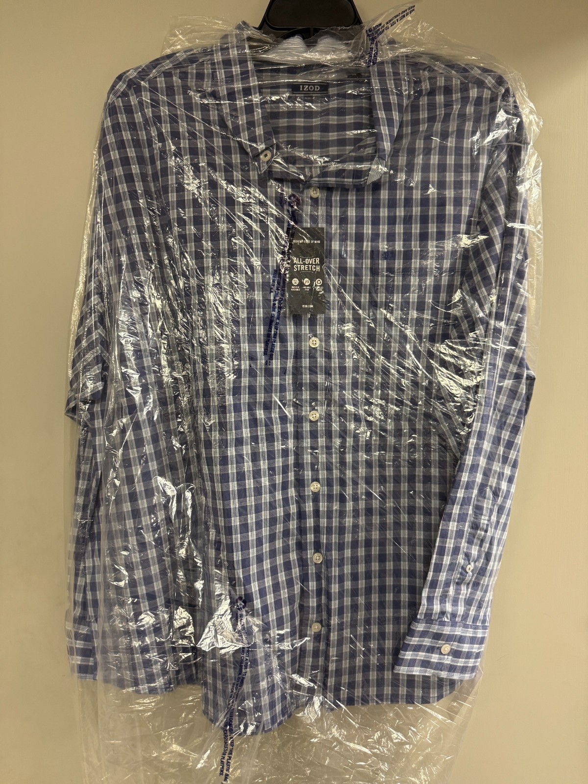 IZOD Men’s Button Down Long Sleeve Dress Shirt Skipper Blue Size 2XLT Big & Tall