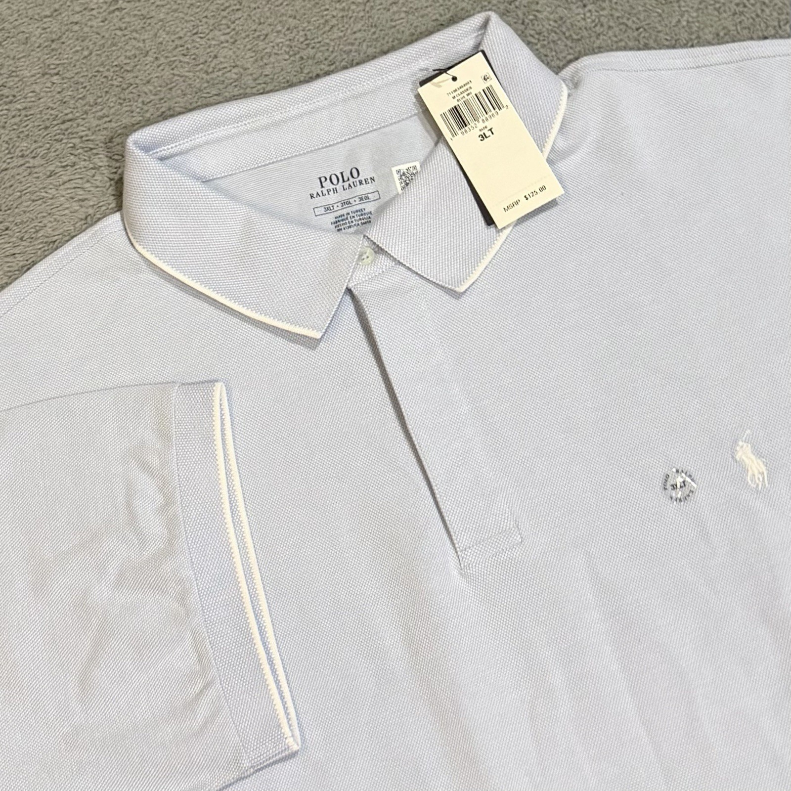 Polo Ralph Lauren Men’s 3XLT Stretch Mesh Oxford Piqué Polo Shirt Classic Blue