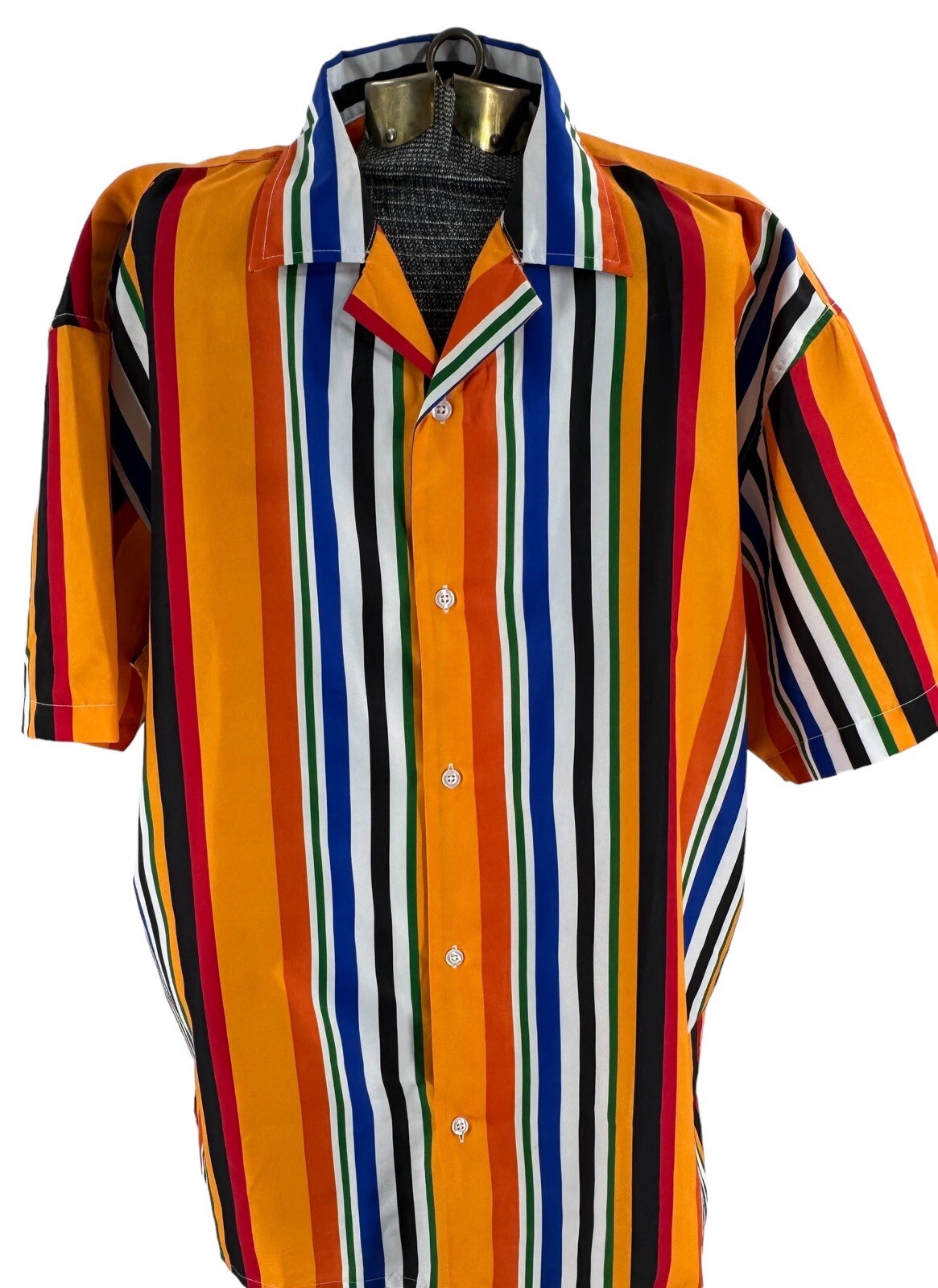 Weiv Of Los Angeles Brilliant Colored Stripe Short Sleeve Button Shirt Mens 2XL