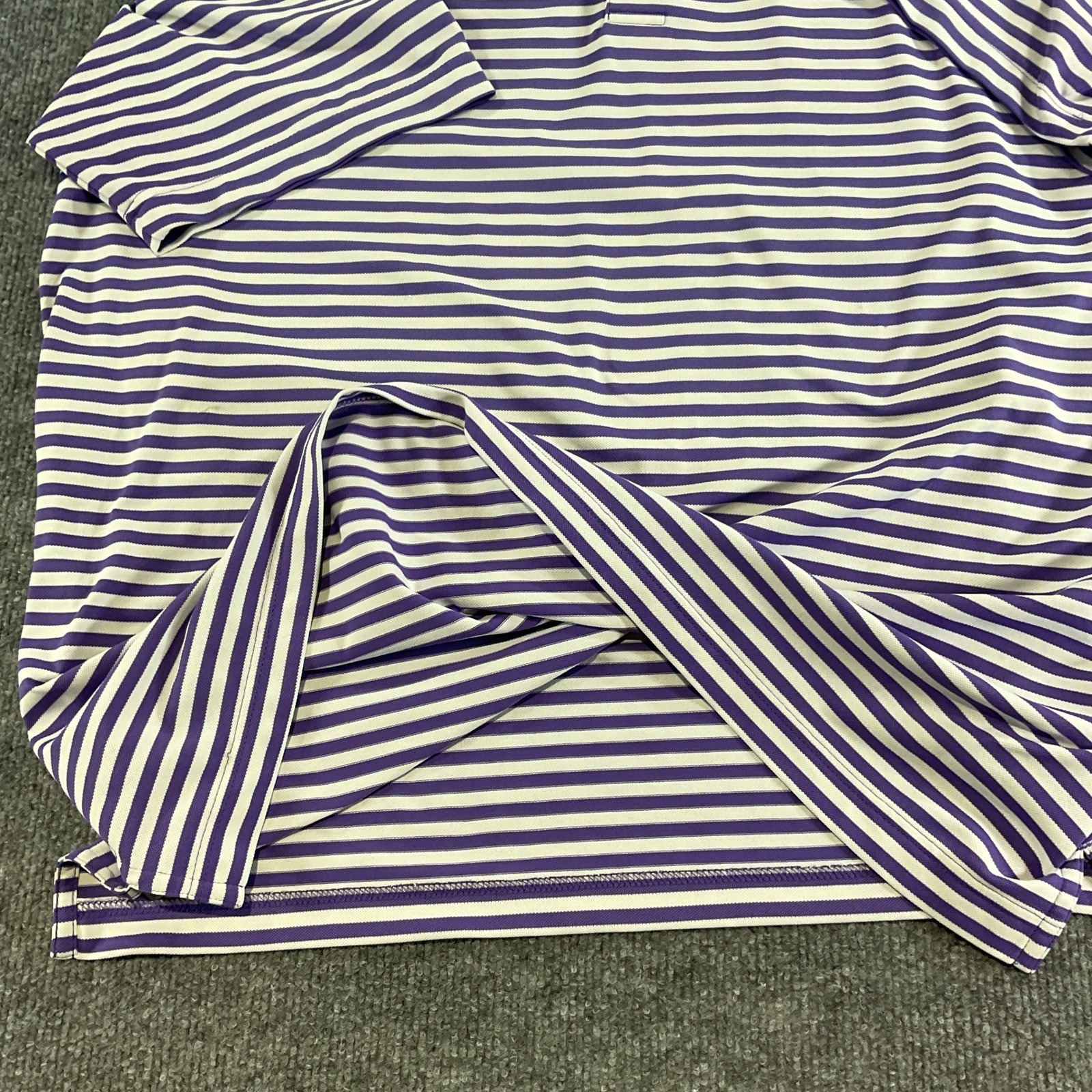 Peter Millar Summer Comfort Polo Shirt XL Purple White Stripe Crown Sport Logo