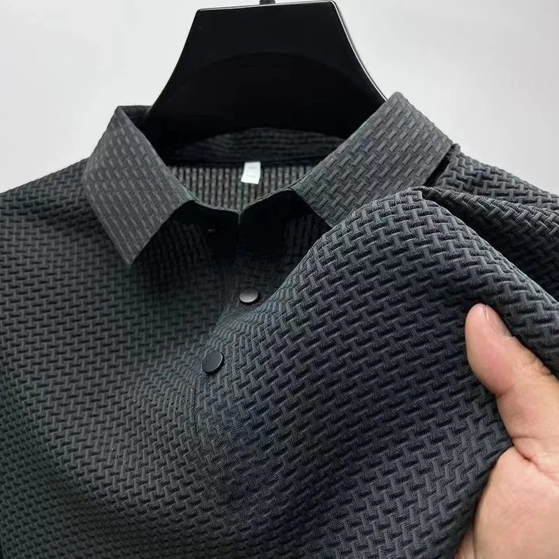 New Summer Mesh Ice Silk Short-sleeved T-shirt Men’s Ice Silk Short Sleeve Shirt