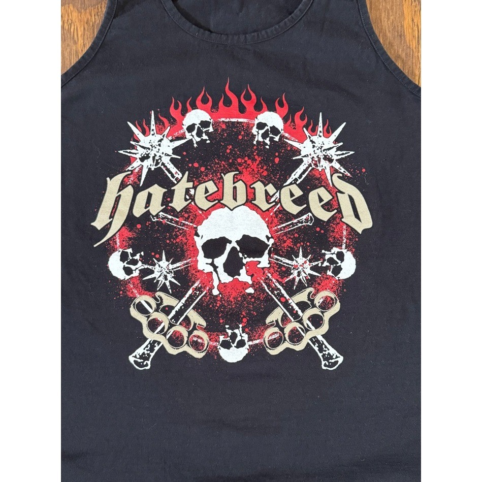 Hatebreed Tank Top Black Skull Flame Graphic Metalcore Hardcore Band Shirt