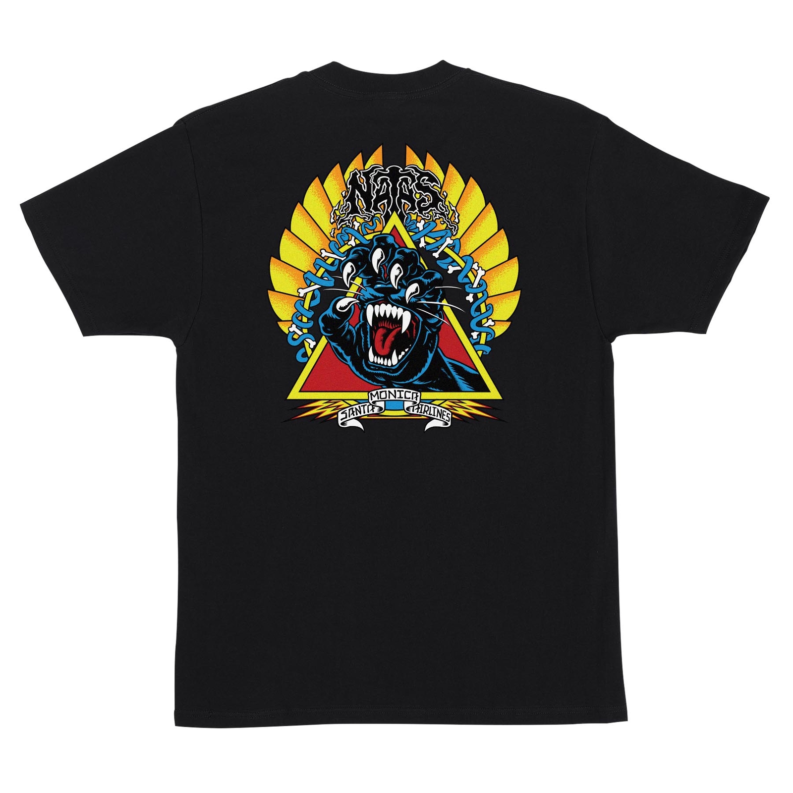 Santa Monica Airlines Natas Kaupas SCREAMING PANTHER Skateboard T Shirt BLACK