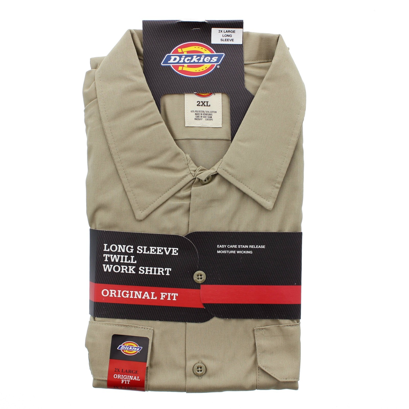 Dickies Men’s 574 Twill Work Shirt, Long Sleeve Button-Up Original Fit, Khaki