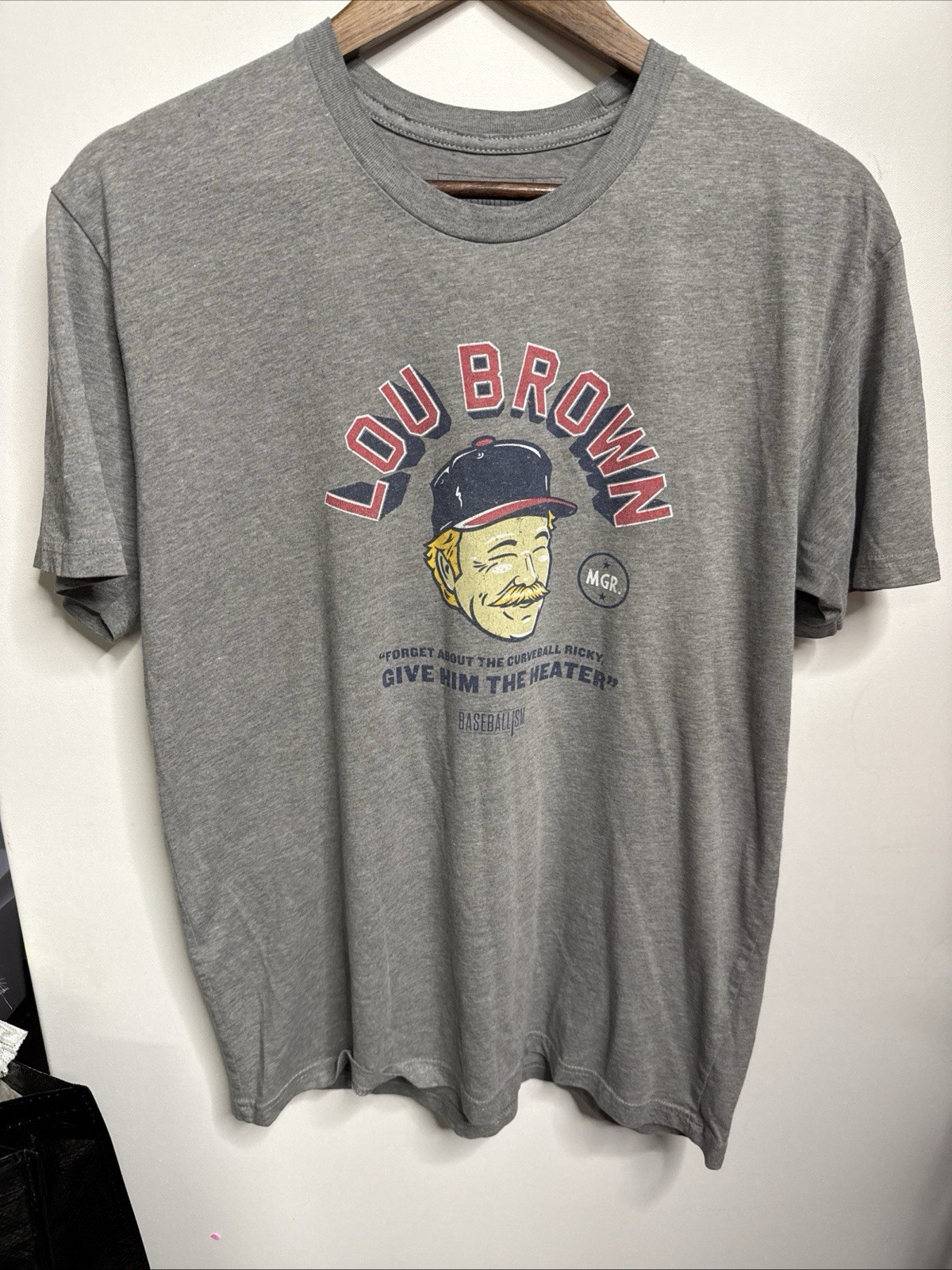 Baseballism T-Shirt Gray Medium Lou Brown Major League Movie Quote Heather