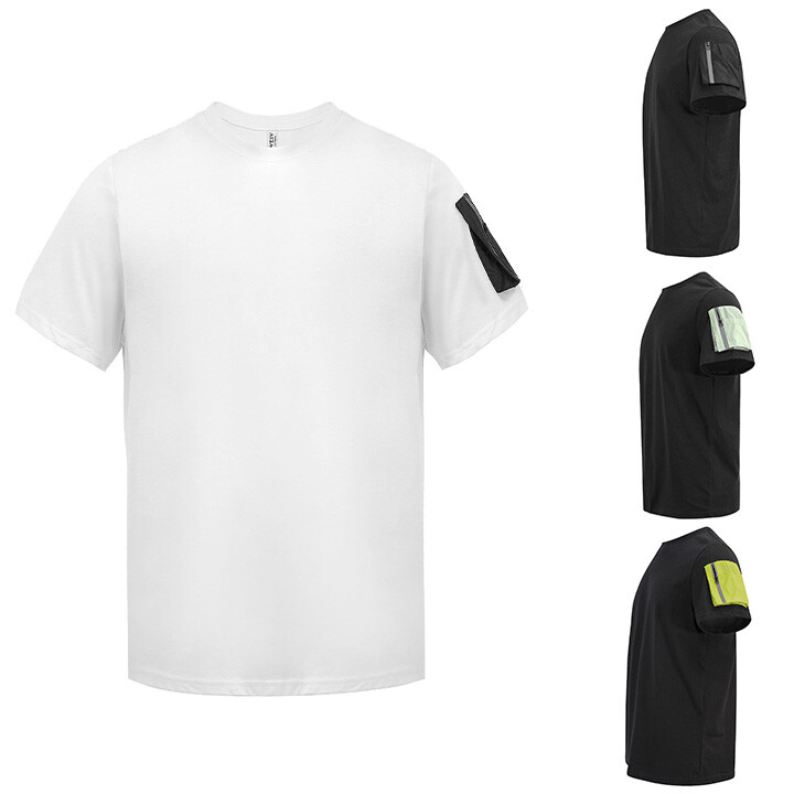 WEIV Men’s Essential Sleeve Zipper Pocket Relaxed Fit Cotton T-Shirt WT8609