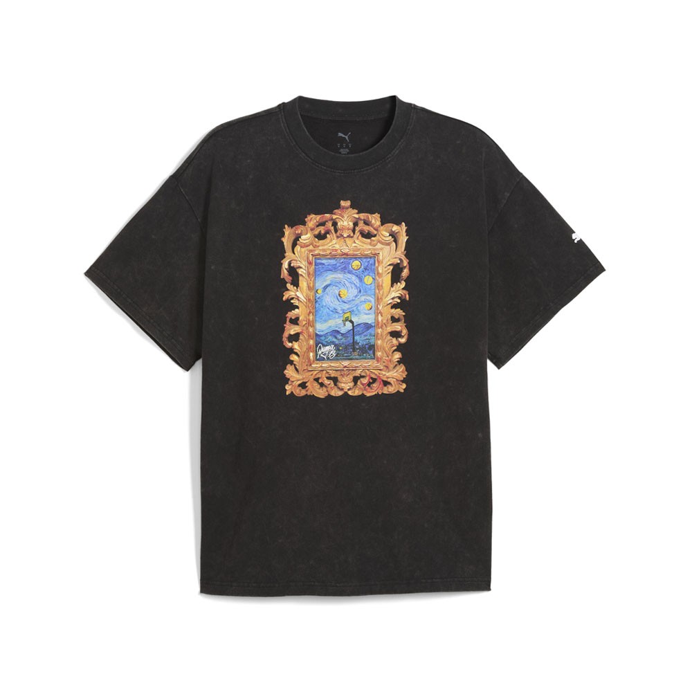 PUMA Dunked In Florals Ii Graphic Crew Neck Short Sleeve T-Shirt Mens Black Casu
