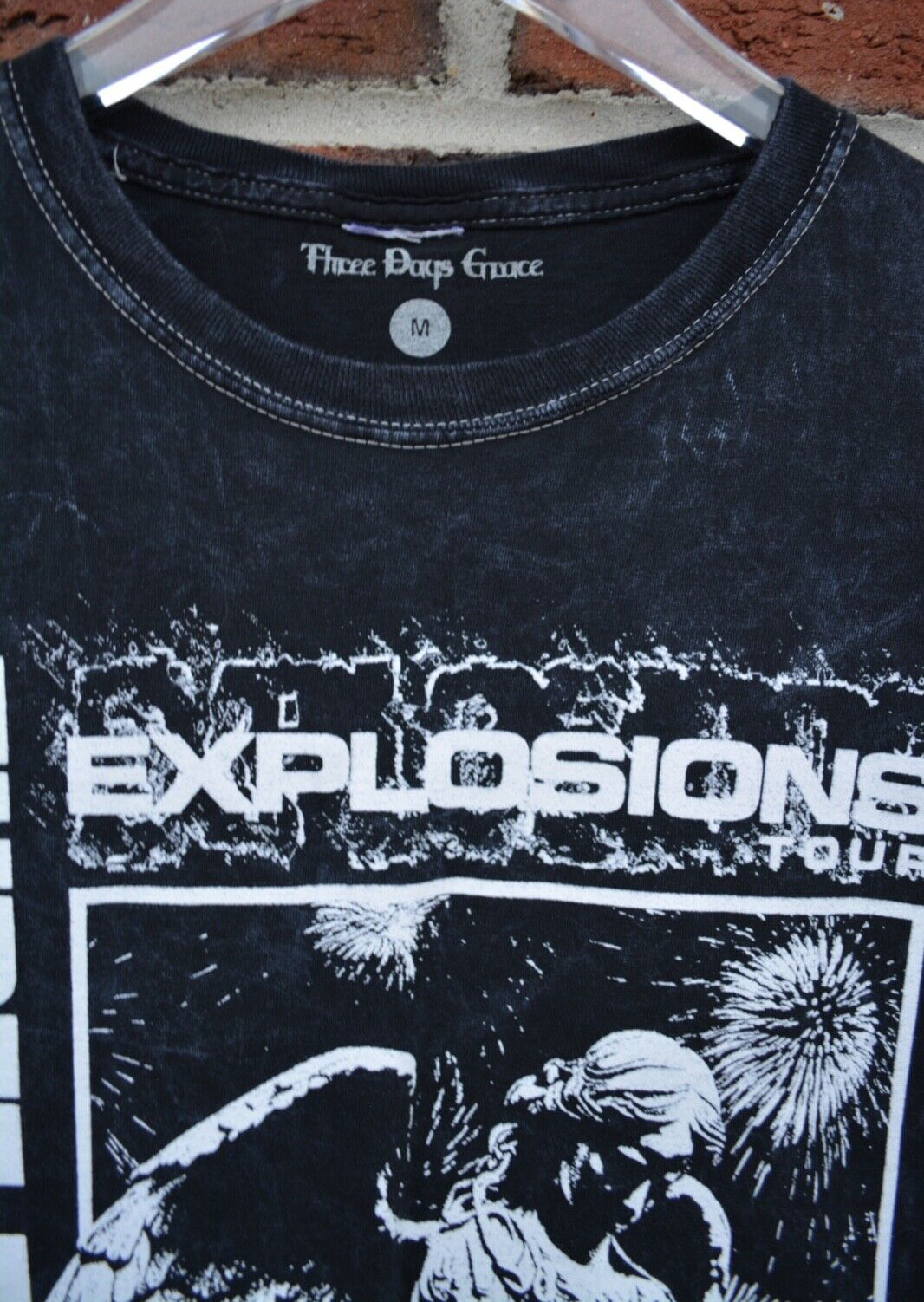 Three Days Grace Men’s Medium Explosions N.A. Tour 2023 T-Shirt Black Tie Dye