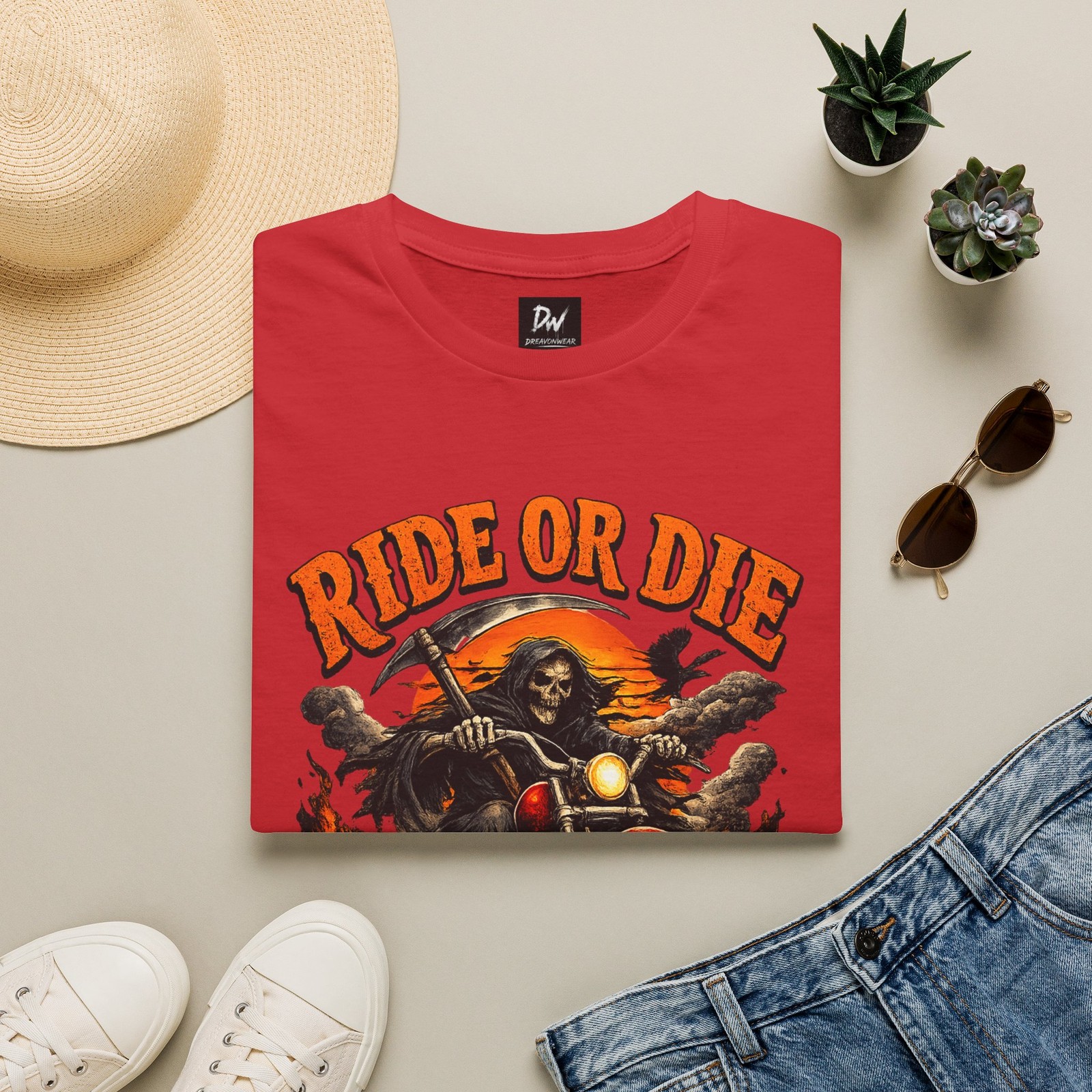 Ride or Die Skull Biker Tee | Motorcycle Graphic T-Shirt